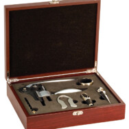 Rosewood Finish 5 pc Wine Gift Set